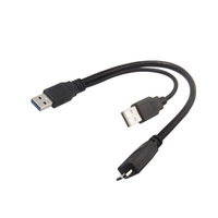 USB 3,0 Dual a macho a Micro-B macho Adaptador de corriente Y Cable para disco duro SATA HDD de 2,5 pulgadas