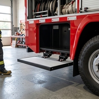 Marchepied pliant en aluminium robuste pour plateforme d'accès au compartiment d'équipement de camion de pompiers