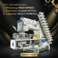 Machine à coudre industrielle à smocks décoratifs à grande vitesse à 12 aiguilles DT 008-12064P/VSM, prix