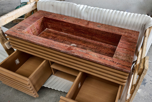 <span class=keywords><strong>Lavabo</strong></span> <span class=keywords><strong>de</strong></span> tocador <span class=keywords><strong>de</strong></span> baño integrado <span class=keywords><strong>de</strong></span> piedra <span class=keywords><strong>de</strong></span> mármol travertino rojo Rosso moderno, <span class=keywords><strong>lavabo</strong></span> a medida Natural con características <span class=keywords><strong>de</strong></span> potencia para la habitación - Product Image 3