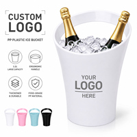 Seau à glace en plastique PP 3,2 L, robuste et épaissi, avec poignée ergonomique, logo personnalisé, fabrication sur mesure, durable pour usage commercial
