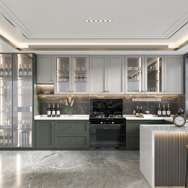 Luxury Eco-Friendly Modern Modular Kitchen Cabinet Set with Faucet Hinge Sink Customizable Colors for Mall Dining Home Use