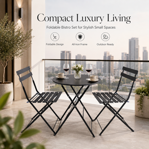 Ensemble <span class=keywords><strong>de</strong></span> mobilier <span class=keywords><strong>de</strong></span> <span class=keywords><strong>bistrot</strong></span> minimaliste en métal 3 pièces, table et <span class=keywords><strong>chaises</strong></span> pliantes en fer pour projets résidentiels, <span class=keywords><strong>lot</strong></span> en gros - Product Image 2