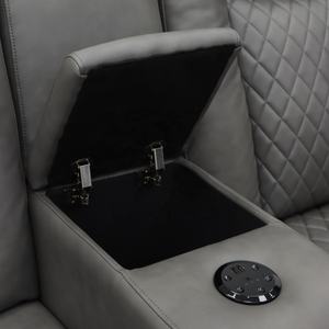 Canapé inclinable électrique en cuir Geeksofa moderne pour 6 personnes, ensemble de canapé home cinéma 3 2 1 avec console et table rabattable - Product Image 6