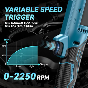 Clé à chocs hydraulique sans fil 3/8'' 21V à angle droit, 8 douilles, adaptateur 1/4'', rallonge 3'', 2 batteries 2.0Ah, cliquet DIY - Product Image 3