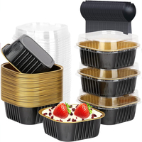 Gobelet à gâteau carré en aluminium épais de 150 ml, pour tiramisu, mousse, pudding au chocolat, boîte à dessert, résistant à la chaleur, pour la cuisson au four, vente en gros