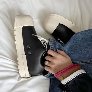 Zapatos de Otoño 2024 de Punta Redonda y Caña Baja con Parte Superior de Cuero Grueso, Suelas Gruesas y Elevadas, Zapatos Deportivos Casuales de Moda para Parejas - Product Image 5