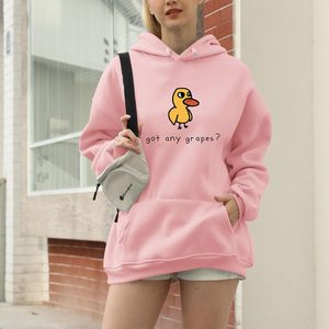 Sweat-shirt à capuche avec motif de canard mignon pour femme, sweat-shirt tricoté décontracté avec poche, imprimé de dessin animé amusant - Product Image 3