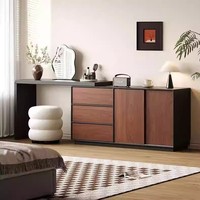 Coiffeuse couleur noyer en bois massif avec miroir éclairé par LED Coiffeuse de maquillage extensible pour meubles de chambre à coucher pour appartements