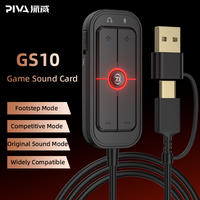 Adaptateur Piva GS10 Virtuel 7.1 16 bits/48 kHz Type-C USB Carte son pour jeux avec port audio 3,5 mm et 3 modes d'égalisation pour téléphone, tablette, ordinateur portable