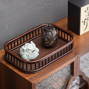 Retro Rattan Storage <b>Basket</b> Rectangle <b>Stackable</b> For Tea Snack Display And Household Organization - Product Image 2