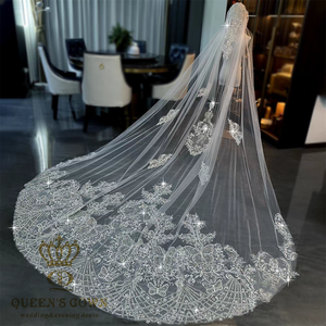 QUEENSGOWN Velo da Sposa Lungo di Lusso Personalizzato con Cristalli, Alta Qualità per Spose - Product Image 2