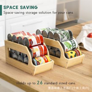 Wooden Can <b>Storage</b> Rack Stackable Bamboo Canning <b>Jar</b> Organizer Desktop <b>Storage</b> Box <b>For</b> <b>Kitchen</b> pantry use - Product Image 2