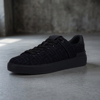 Sepatu Sneakers Kasual Nyaman Berkualitas Tinggi Anti-Bau dengan Bagian Atas PU Motif Leopard Hitam Model B Court Low Top untuk Pria dan Wanita Semua Musim
