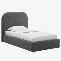 Lit simple moderne rembourré en tissu, mobilier de chambre minimaliste, taille et couleur personnalisables, cadre de lit Queen/King Size