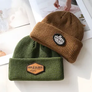 Mềm Beanie Nhà Sản Xuất Trắng Bán Buôn Mùa Đông Đan Mũ Cho Phụ Nữ Và Nam Giới Unisex Tùy Chỉnh 100% Len Beanies