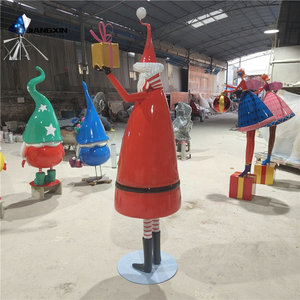 Installation de Noël-Statue <span class=keywords><strong>du</strong></span> Père Noël en fibre de verre Cadeaux colorés Ribboned Storefront Affiche des spots photo de vacances - Product Image 2