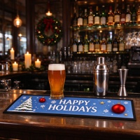 Tapis de bar non tissé, design personnalisé, logo exclusif, caoutchouc nitrile, absorbant l'eau, antidérapant, imprimé en couleur, pour bar à domicile, fêtes