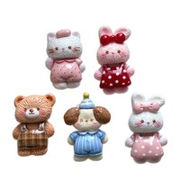 Accessoires DIY en résine, motifs animaux mignons en fourrure (lapin, chat), pour coques de téléphone, chaussures à trous, boucles et matériaux de décoration capillaire, effet goutte à goutte