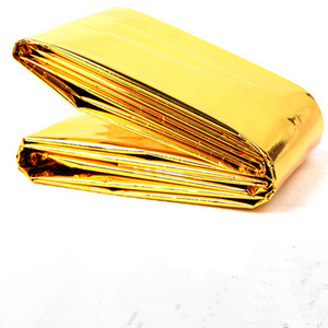 Couverture de survie bicolore or et argent 210x140cm, réfléchissante, thermique, pour situations d'urgence et premiers secours en extérieur - Product Image 1