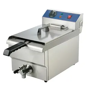 Newest Automatic 10 Liter Single Tank Stainless Steel Electric Deep Fat Fryer with tap with valve with One Basket