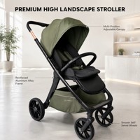 Poussette 3 en 1 High Landscape légère en aluminium pliable, landau de luxe pour bébé avec grand panier de rangement
