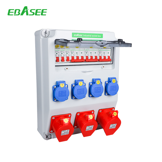 EBASEE Portable Temporary Power Distribution Box IP65 Construction Site & Event Power Panel CEE Industrial Sockets 16A to 125A