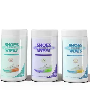 OEM Excellent Quality Half Viscose Half Pulp 50pcs Sneaker Cleaning Wipes Quick Wipes for Shoes in Box Flushable Biodegradable