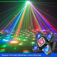 Projecteur de scène rotatif à tête mobile, faisceau laser LED dynamique à quatre bras, boule magique, pour discothèque, rouge/vert/bleu