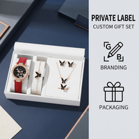 Montre, Bijoux, Bague Papillon, Collier, Boucles d'oreilles, Montre de Luxe à Diamants d'Eau, Bracelet Décontracté pour Femme