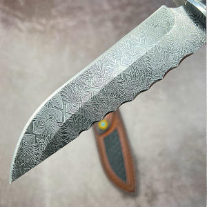 سكين ثابت النصل من الفولاذ الدمشقي متعدد الأغراض للبقاء على قيد الحياة في البرية، مصنوع من الخشب، للدفاع عن النفس والصيد، من إنتاج مصنع ووجيون - Product Image 4