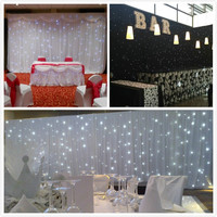 Rideau de lumières LED scintillantes blanches en forme d'étoiles pour décoration de toile de fond de fête de mariage féerique