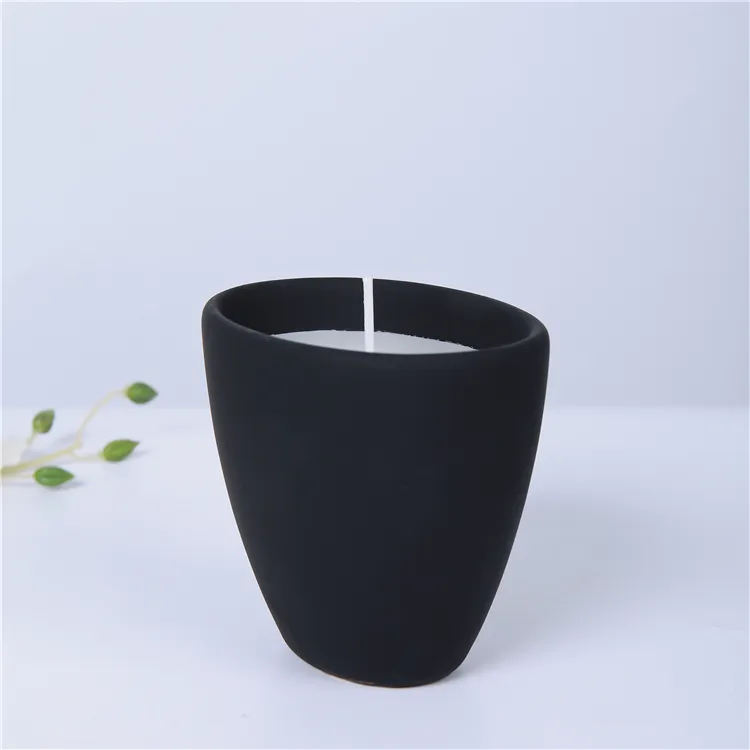 Pot de bougie en céramique noir mat, design Unique, vintage, pour la maison, mariage et noël, décorative, vente en gros