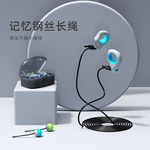 เชือกกระโดดไร้สาย 2.5 ม. ความยาวตามต้องการ สำหรับเด็กและการฝึกสอบระดับมัธยม พร้อมด้ามจับสีน้ำเงินและแกนลวดเหล็ก - Product Image 2