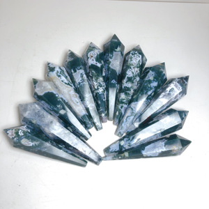 Vente en gros de baguette à pointe en cristal naturel pierre précieuse mousse agate duzy <span class=keywords><strong>pendule</strong></span> pour la décoration - Product Image 2