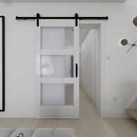 Kit de quincaillerie pour porte de grange en bois CBMmart avec système de rail pour porte pliante, design moderne
