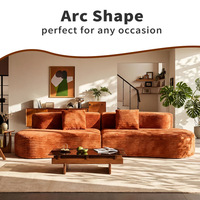 Canapé modulaire compressé moderne avec éponge haute résilience et tissu en velours côtelé pour salon, mobilier d'appartement, vente en gros