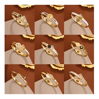 Brazalete de Acero Inoxidable con Baño de Oro de 18K PVD, Resistente al Agua y al Deslustre, Estilo Moderno y Lujoso, para Mujer, Venta al Por Mayor