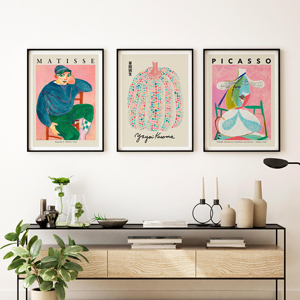 HAOWAI OEMODM 3 pièces d'impressions murales, Henri <span class=keywords><strong>Matisse</strong></span>, Pablo Picasso, Yayoi Kusama, Maîtres modernes, <span class=keywords><strong>Exposition</strong></span> de pastels, Décoration intérieure - Product Image 1