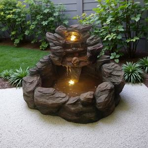 स्टैक ब्रोक कृत्रिम शैली उद्यान चट्टानी कैस्केड जल फव्वारे टिकाऊ राल सामग्री - Product Image 1
