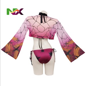 Traje de Baño Sexy de Anime Arc <span class=keywords><strong>Daki</strong></span> Cosplay, Bikini de Kimetsu No Yaiba con Cubierta, Traje de Baño de 3 Piezas, Envío Directo - Product Image 4