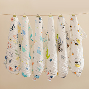 Toalla de Gasa para Bebé Qidou, 25x50 cm, con Estampado de Dibujos Animados, Paño de Algodón para Bebés - Product Image 2