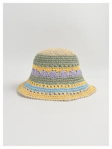 Sombrero de Paja de Ganchillo con Rayas de Colores - Sombrero de Sol Hecho <span class=keywords><strong>a</strong></span> Mano para Mujer, Estilo Vacacional, Playa y Resort, Sombreros de Ganchillo al por Mayor - Product Image 6
