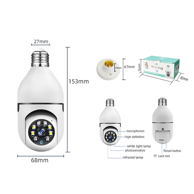 Bulb Surveillance Camera 1080P Night Vision Automatic Human Tracking Zoom Indoor Security Wifi Mini IP Camera