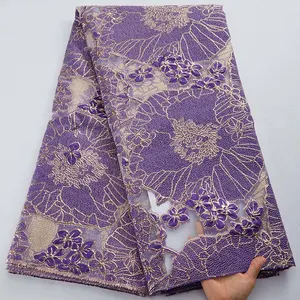 Robe de soirée en Tulle de brocart français, violet, de luxe, 5 Yards, pour femmes, pas cher, Halloween, 3034