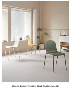 Chaise de bureau moderne en plastique au design <span class=keywords><strong>scandinave</strong></span> tabouret à dossier léger maquillage pour la maison meubles de cuisine en PP pieds en fer 1 - Product Image 5