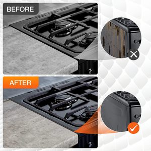 Easy Clean Retractable 13.8\" X 27.5\" Black Stainless Steel Stove Gap Covers Range Trim Kit with Heat Resistant <strong>Guards</strong> 2pcs - Product Image 3