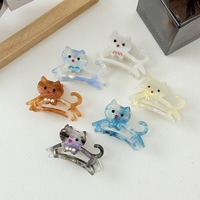 Épingle à cheveux de style français 6 cm, motif chat adorable et mignon, ornée de diamants étincelants, type griffe de chat