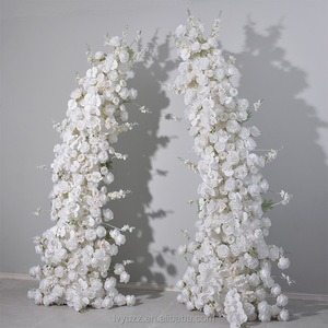 Arche de fleurs artificielles en gros, roses en soie blanches pures, pour décorations de mariage et de scène - Product Image 3