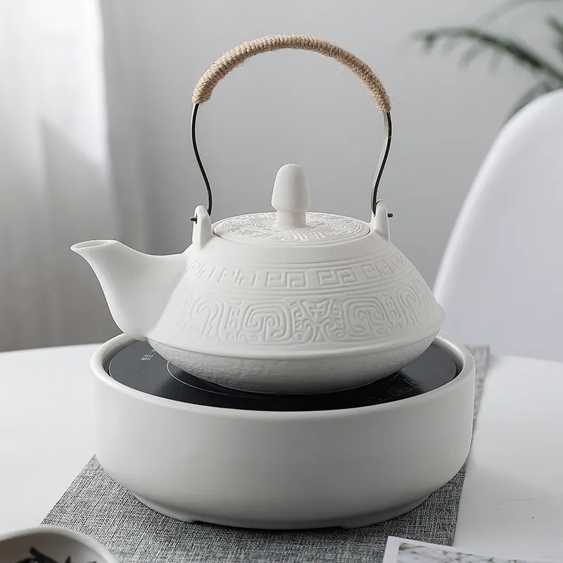 Teiera in ceramica stile retrò caffettiera bollitore per tè economico e popolare con diversi colori teiera in ceramica tradizionale classica